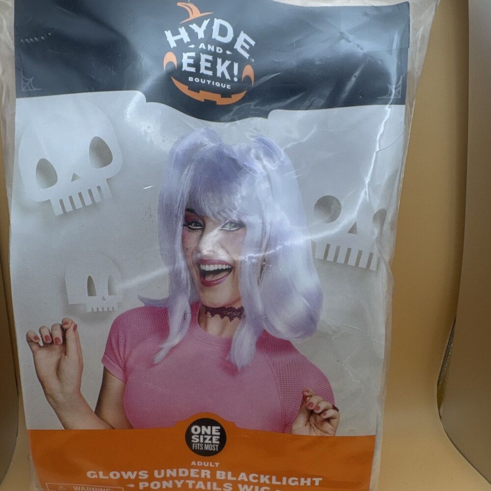 Hyde and Eek! Boutique Blacklight Ponytail Wig, White, One Size, Halloween